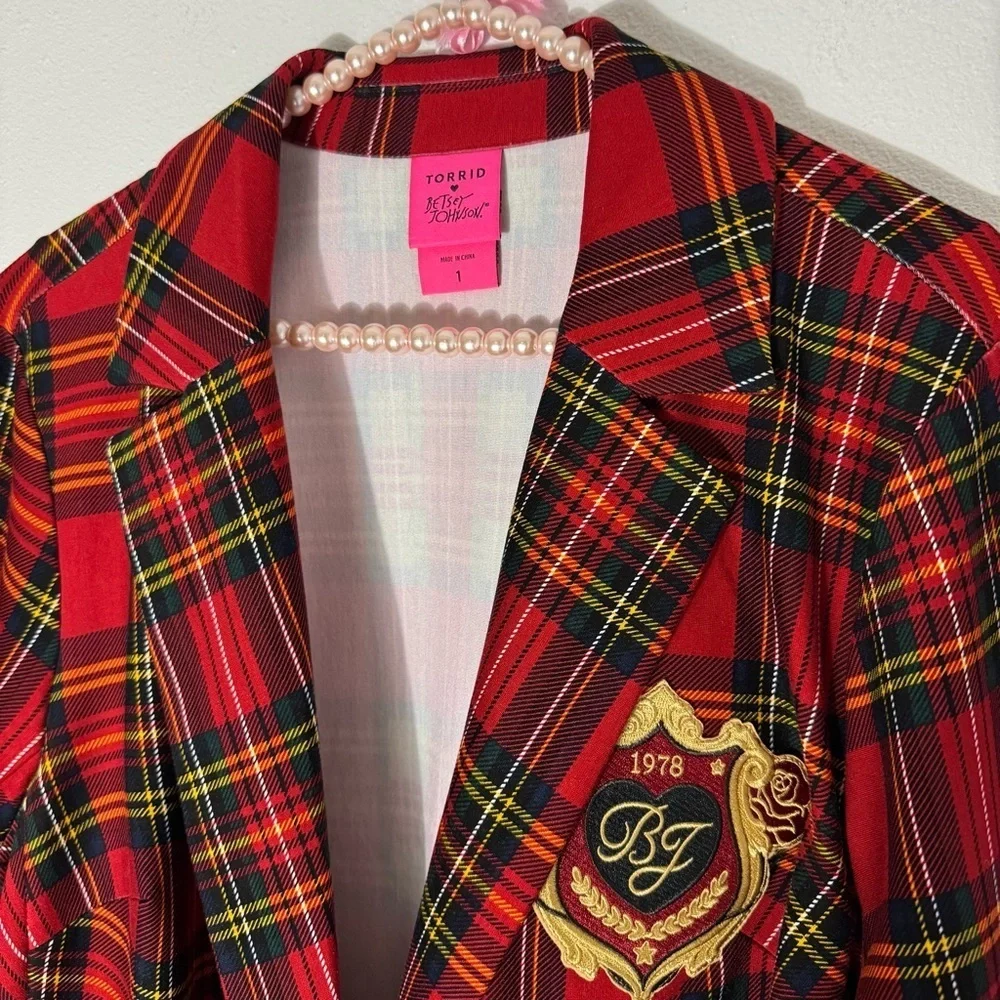 Torrid x Betsey Johnson NWT tartan plaid blazer size 1X